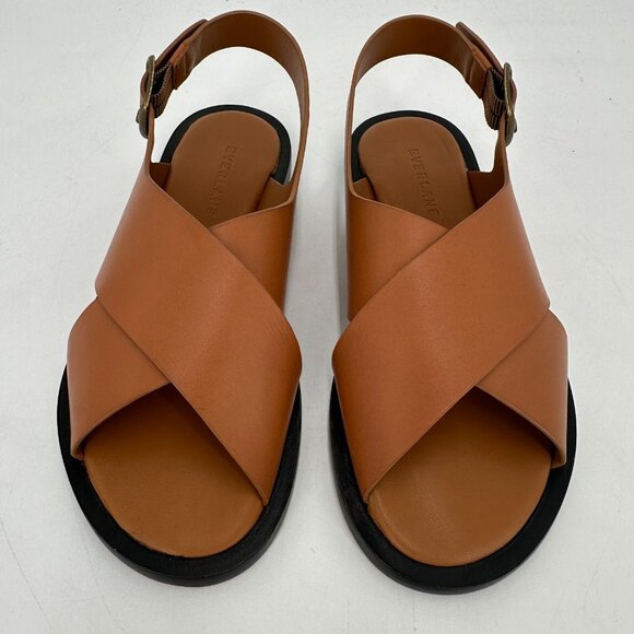 Everlane The City Crossover Sandals sz 5 Desert Tan Leather Ankle Strap Buckle - Picture 9 of 11